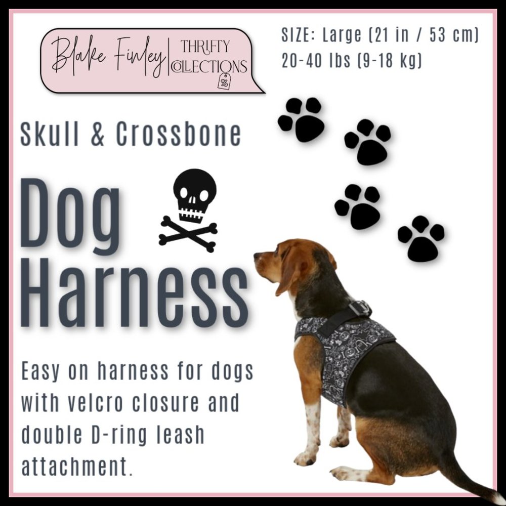 The Pup Crew:Skull & Crossbone Dog Harness - Sz L